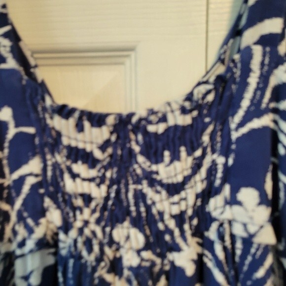 Fresh Produce Blue & White Print Jersey Knit Dress Size Small - Picture 6 of 6